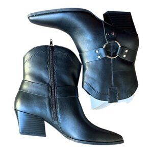New Open Edit Edenzo-Lea Boots Women's Size 8 M Black Cowgirl Booties Pointy Toe